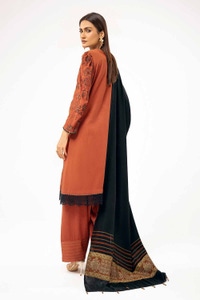 3 Piece Unstitched Embroidered Karandi Suit with Pashmina Suit AP-42001