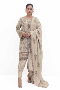 3 Piece Unstitched Embroidered Acrylic Suit with Embroidered Acrylic Dupatta AP-42007