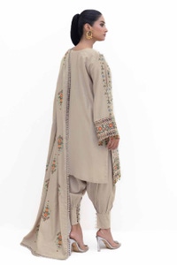3 Piece Unstitched Embroidered Acrylic Suit with Embroidered Acrylic Dupatta AP-42007