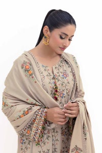 3 Piece Unstitched Embroidered Acrylic Suit with Embroidered Acrylic Dupatta AP-42007