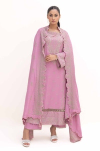 3 Piece Unstitched Embroidered Acrylic Suit with Embroidered Acrylic Dupatta AP-42008