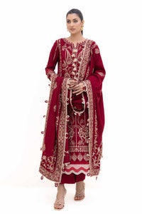 3 Piece Unstitched Embroidered Acrylic Suit with Embroidered Acrylic Dupatta AP-42009