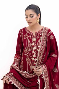 3 Piece Unstitched Embroidered Acrylic Suit with Embroidered Acrylic Dupatta AP-42009