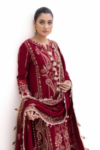3 Piece Unstitched Embroidered Acrylic Suit with Embroidered Acrylic Dupatta AP-42009