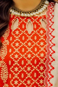 3 Piece Unstitched Embroidered Acrylic Suit with Embroidered Acrylic Dupatta AP-42011