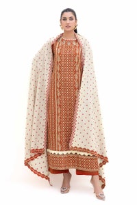 3 Piece Unstitched Embroidered Acrylic Suit with Embroidered Acrylic Dupatta AP-42011