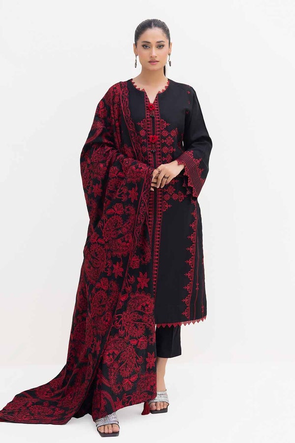 3 Piece Unstitched Embroidered Acrylic Suit with Embroidered Acrylic Dupatta AP-42013