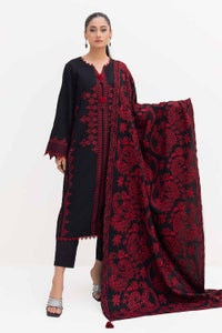 3 Piece Unstitched Embroidered Acrylic Suit with Embroidered Acrylic Dupatta AP-42013