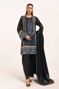 3 Piece Unstitched Embroidered Acrylic Suit with Pashmina Dupatta AP-42024