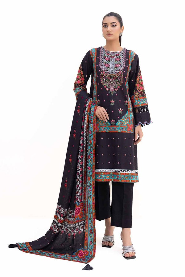 3 Piece Unstitched Printed Khaddar Suit with Printed Pashmina Dupatta AP-42030
