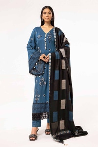 3 Piece Unstitched Embroidered Acrylic Suit with Pashmina Dupatta AP-42033
