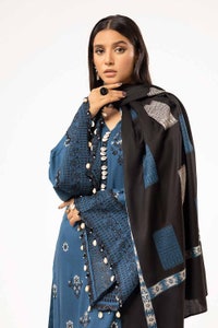 3 Piece Unstitched Embroidered Acrylic Suit with Pashmina Dupatta AP-42033