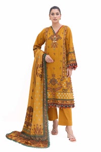 3 Piece Unstitched Printed Khaddar Suit with Printed Pashmina Dupatta AP-42037