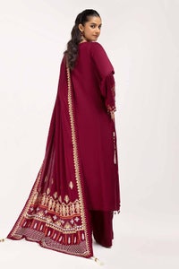 3 Piece Unstitched Embroidered Acrylic Suit with Gold and Lacquer Printed Acrylic Dupatta AP-42043