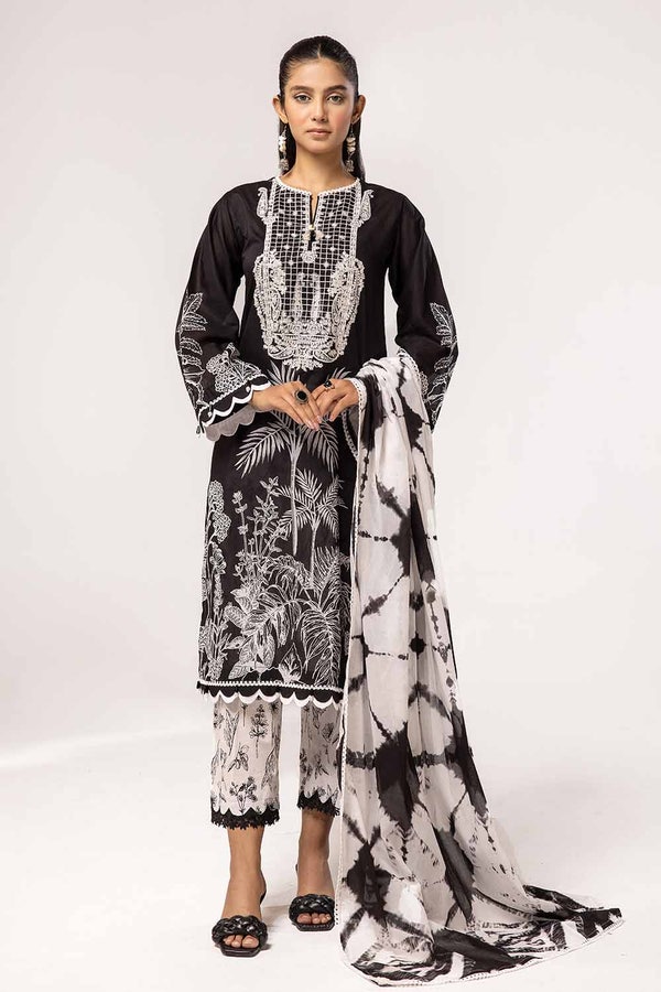 3 Piece Unstitched Embroidered Lawn Suit B-42025