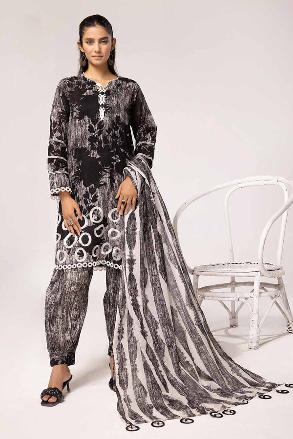 3 Piece Unstitched Embroidered Lawn Suit B-42027