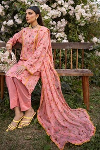 3 Piece Printed Lawn Unstitched Suit with Chiffon Dupatta BM-42002