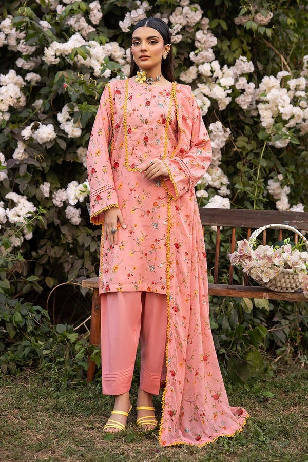 3 Piece Printed Lawn Unstitched Suit with Chiffon Dupatta BM-42002