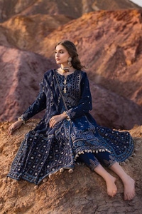 3 Piece Embroidered Printed Lawn Unstitched Suit with Gold Lacquer Printed Chiffon Dupatta BM-42006
