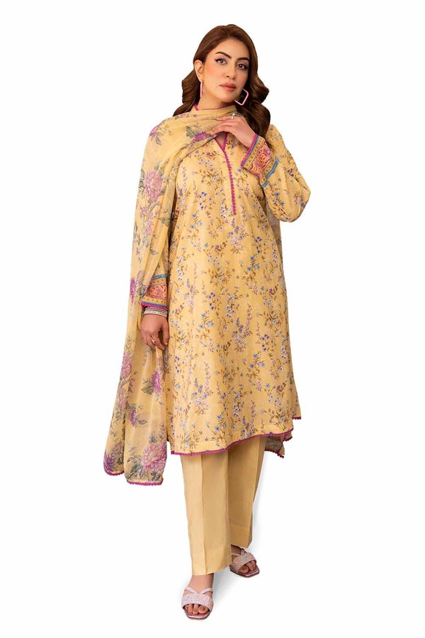3 Piece Unstitched Printed Lawn Suit with Chiffon Dupatta BM-42022