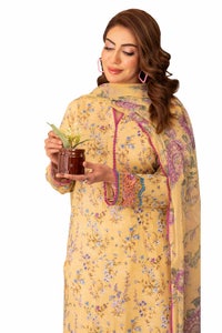 3 Piece Unstitched Printed Lawn Suit with Chiffon Dupatta BM-42022