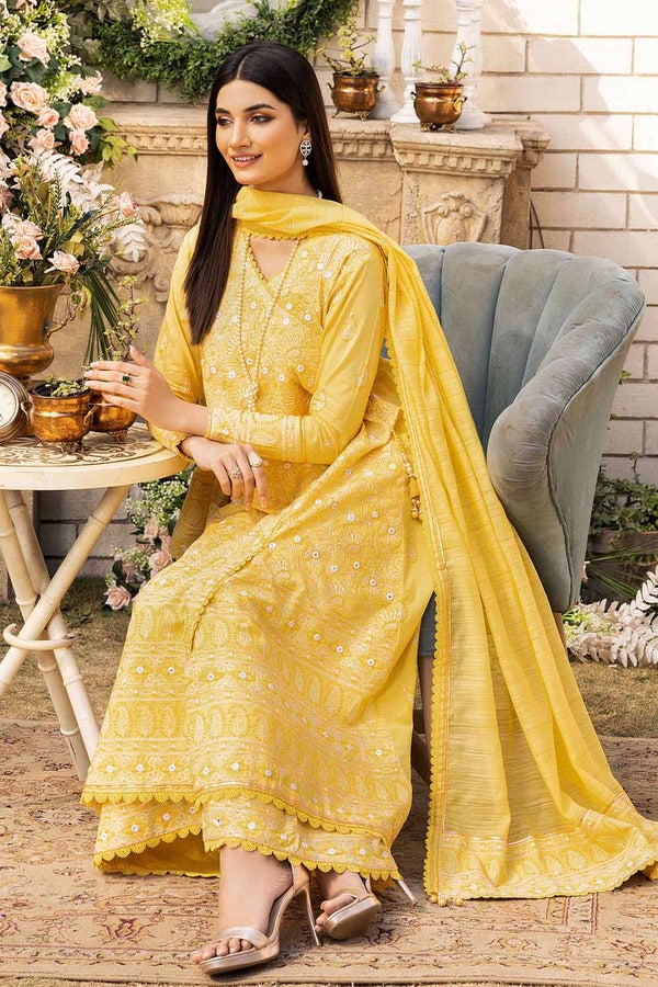 3 Piece Foil Embroidered Lawn Unstitched Suit with Zari and sequins Dupatta CK-32004