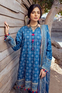 3 Piece Gold Printed Lawn Unstitched Suit CL-42003 A