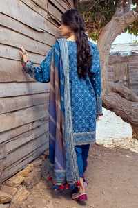 3 Piece Gold Printed Lawn Unstitched Suit CL-42003 A