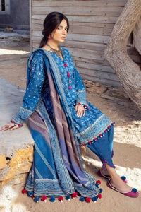 3 Piece Gold Printed Lawn Unstitched Suit CL-42003 A