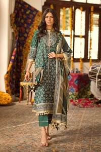 3 Piece Gold Printed Lawn Unstitched Suit CL-42003 B