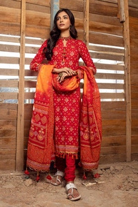 3 Piece Gold Printed Lawn Unstitched Suit CL-42004 A