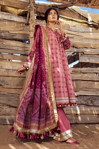 3 Piece Gold Printed Lawn Unstitched Suit CL-42032 A