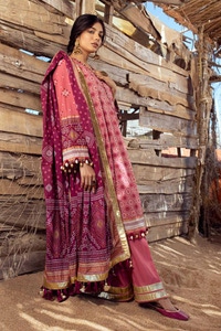 3 Piece Gold Printed Lawn Unstitched Suit CL-42032 A