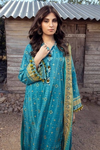 3 Piece Gold Printed Lawn Unstitched Suit CL-42042 A