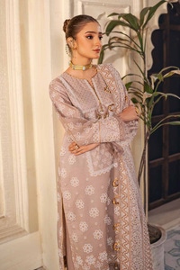 3 Piece Foam and Gold Printed Lawn Unstitched Suit CL-42169 A