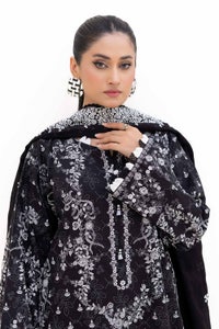 3 Piece Unstitched Printed Khaddar Suit with Embroidered Cotton Net Dupatta CN-42002
