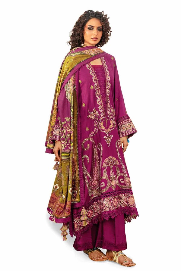 3 Piece Unstitched Embroidered Cotail Suit with Printed Twill Cotton Linen Dupatta CV-32011