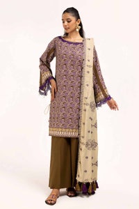 3 Piece Unstitched Embroidered Cotail Suit with Printed Twill Cotton Linen Dupatta CV-42009