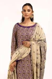 3 Piece Unstitched Embroidered Cotail Suit with Printed Twill Cotton Linen Dupatta CV-42009