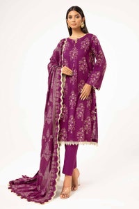 3 Piece Unstitched Printed Khaddar Suit with Embroidered Twill Cotton Linen Dupatta CV-42010