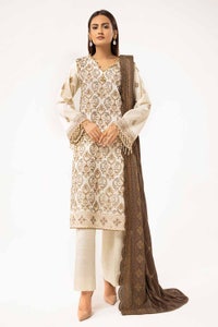 3 Piece Unstitched Embroidered Khaddar Suit with Twill Cotton Linen Dupatta CV-42011