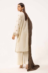 3 Piece Unstitched Embroidered Khaddar Suit with Twill Cotton Linen Dupatta CV-42011