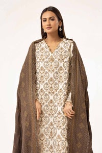 3 Piece Unstitched Embroidered Khaddar Suit with Twill Cotton Linen Dupatta CV-42011