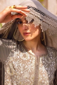 3 Piece Embroidered Karandi Unstitched Suit with Embroidered Karandi Dupatta AY-32025