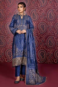 3 Piece Printed Cotton Linen Unstitched Suit K-32008