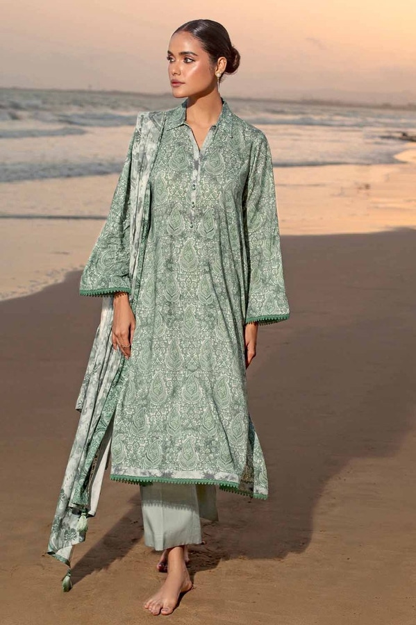 3 Piece Printed Linen Unstitched Suit LT-32021 B