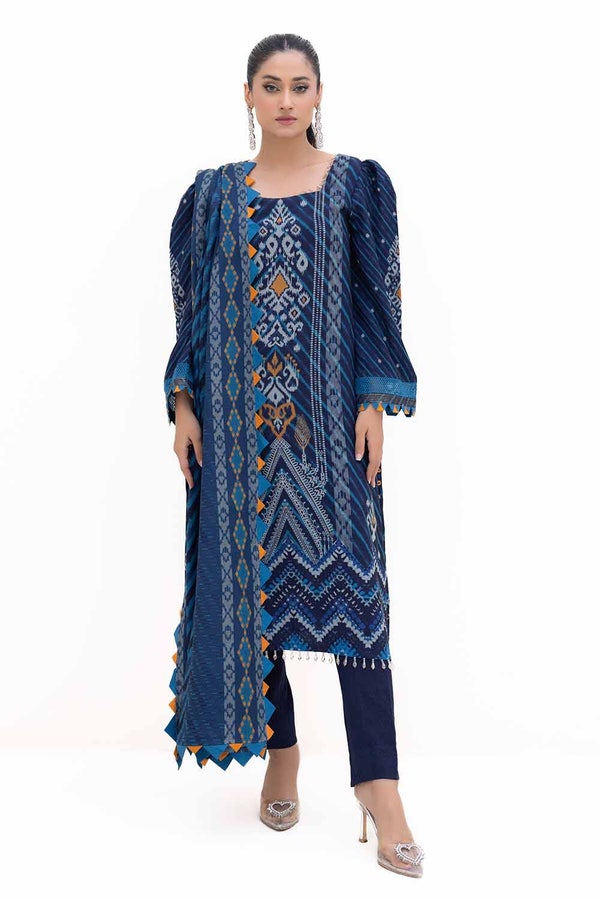 3 Piece Unstitched Printed Dhanak Suit DH-42003