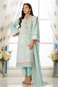 3 Piece Embroidered Lawn Unstitched Suit with Embroidered Denting Lawn Dupatta DN-42017