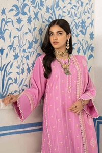 3 Piece Embroidered Lawn Unstitched Suit with Embroidered Denting Lawn Dupatta DN-42018