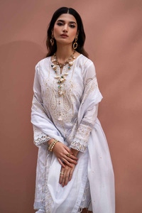 3 Piece Embroidered Lawn Unstitched Suit with Embroidered Denting Lawn Dupatta DN-42019